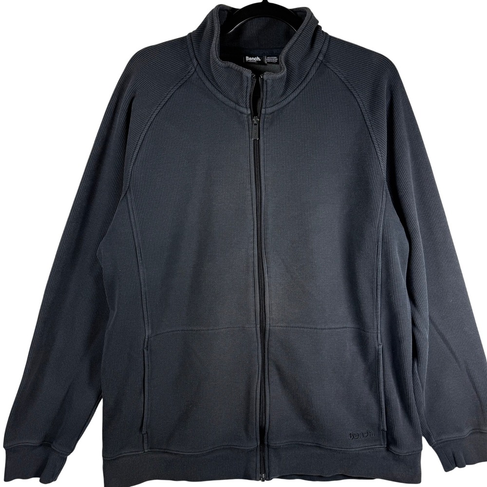 Bench Full Zip Jacket Mens XL Charcoal Waffle Knit Fleece Lined Urbanwear